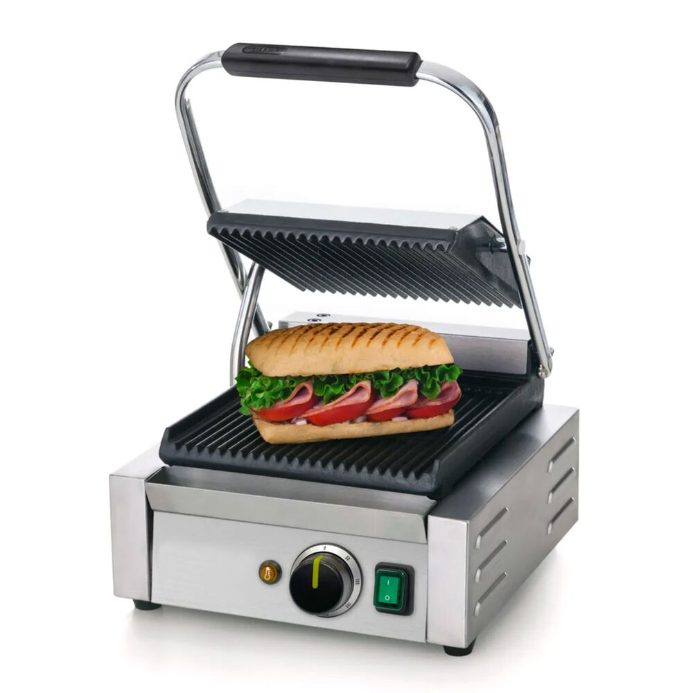 Panini grill Metos 220x230 mm räfflad, singel