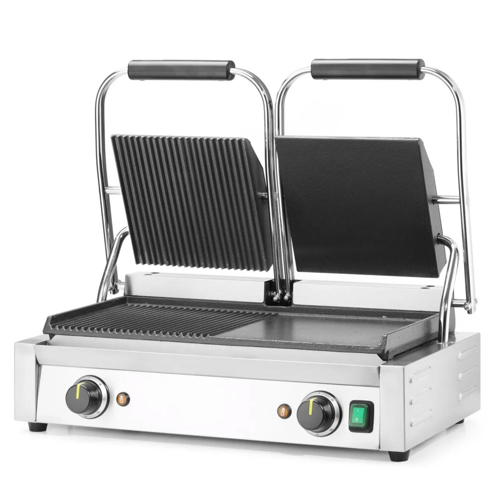 Panini grill Metos 475x230 halv slät/halv räfflad, dubbel